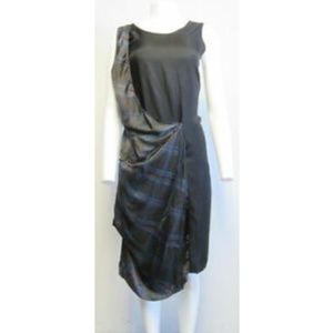 HACHE black hift dress w/plaid panel size 42/8